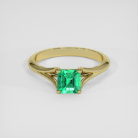 0.65 Ct. Emerald Ring, 18K Yellow Gold 1
