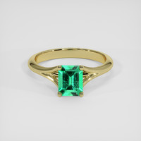 0.75 Ct. Emerald Ring, 18K Yellow Gold 1