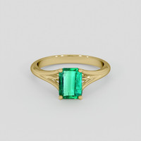 0.91 Ct. Emerald Ring, 18K Yellow Gold 1