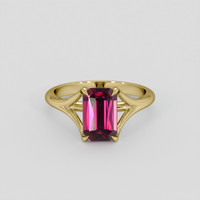 2.69 Ct. Purplish Pink Rhodolite Garnet Ring, 18K Yellow Gold 1