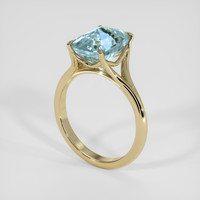 5.61 Ct. Blue Aquamarine Ring, 18K Yellow Gold 2