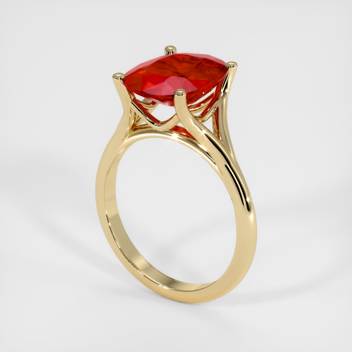 Solitaire Ruby Ring 4.02 Ct., 18K Yellow Gold