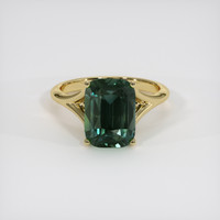 5.18 Ct. Bluish Green Sapphire Ring, 18K Yellow Gold 1