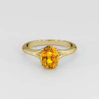 2.01 Ct. Yellowish Orange Sapphire Ring, 18K Yellow Gold 1