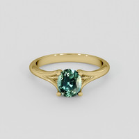 1.18 Ct. Bluish Green Sapphire Ring, 18K Yellow Gold 1