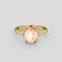 3.67 Ct. Padparadscha Sapphire Ring, 18K Yellow Gold 1
