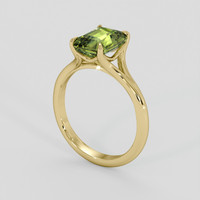 3.01 Ct. Yellowish Green Sapphire Ring, 18K Yellow Gold 2