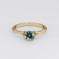 0.70 Ct. Bluish Green Sapphire Ring, 18K Yellow Gold 1