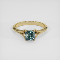 1.25 Ct. Greenish Blue Sapphire Ring, 18K Yellow Gold 1