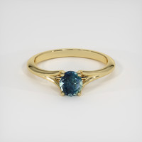0.99 Ct. Greenish Blue Sapphire Ring, 18K Yellow Gold 1