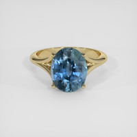 4.33 Ct. Greenish Blue Sapphire Ring, 18K Yellow Gold 1