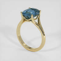 4.33 Ct. Greenish Blue Sapphire Ring, 18K Yellow Gold 2