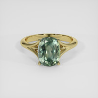 3.64 Ct. Green Sapphire Ring, 18K Yellow Gold 1