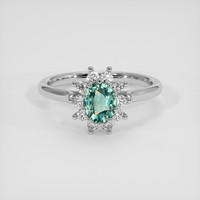 0.99 Ct. Greenish Blue Sapphire Ring, Platinum 950 1