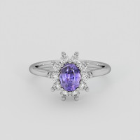 1.04 Ct. Pinkish Purple Sapphire Ring, 10K White Gold 1
