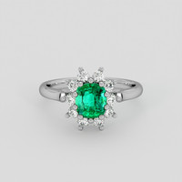 0.92 Ct. Emerald Ring, 18K White Gold 1