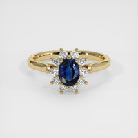 0.73 Ct. Blue Sapphire Ring, 14K Yellow Gold 1