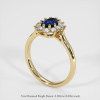 0.73 Ct. Blue Sapphire Ring, 14K Yellow Gold 2