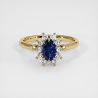 0.76 Ct. Blue Sapphire Ring, 14K Yellow Gold 1