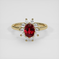 1.05 Ct. Purplish Red Ruby Ring, 14K Yellow Gold 1