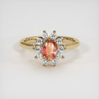 1.06 Ct. Padparadscha Sapphire Ring, 14K Yellow Gold 1
