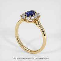 0.76 Ct. Blue Sapphire Ring, 18K Yellow Gold 2