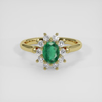 0.84 Ct. Emerald Ring, 18K Yellow Gold 1