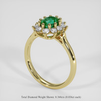 0.84 Ct. Emerald Ring, 18K Yellow Gold 2