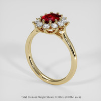 1.05 Ct. Purplish Red Ruby Ring, 18K Yellow Gold 2