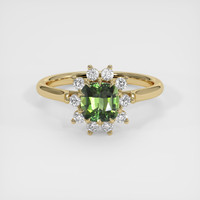 1.08 Ct. Green Sapphire Ring, 18K Yellow Gold 1