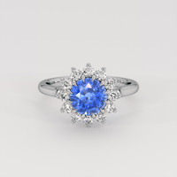 1.73 Ct. Blue Sapphire Ring, 18K White Gold 1