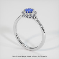0.70 Ct. Sapphire Ring, 18K White Gold 2