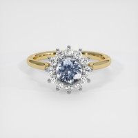 1.31 Ct. Greyish Blue Sapphire Ring, 14K White & Yellow 1