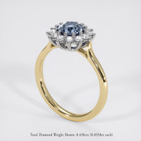 1.31 Ct. Greyish Blue Sapphire Ring, 18K White & Yellow 2