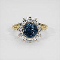 2.41 Ct. Greenish Blue Sapphire Ring, 14K Yellow Gold 1