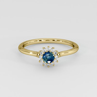 0.29 Ct. Greenish Blue Sapphire Ring, 14K Yellow Gold 1
