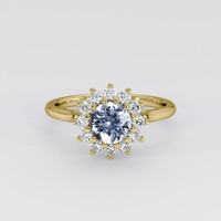 1.31 Ct. Greyish Blue Sapphire Ring, 18K Yellow Gold 1