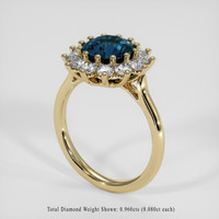 2.41 Ct. Greenish Blue Sapphire Ring, 18K Yellow Gold 2