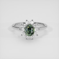 1.31 Ct. Green Sapphire Ring, Platinum 950 1