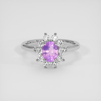 0.85 Ct. Pinkish Purple Sapphire Ring, 10K White Gold 1