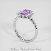 0.85 Ct. Pinkish Purple Sapphire Ring, 10K White Gold 2
