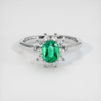 0.97 Ct. Emerald Ring, 18K White Gold 1