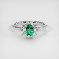 0.50 Ct. Emerald Ring, 18K White Gold 1