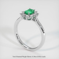 0.50 Ct. Emerald Ring, 18K White Gold 2