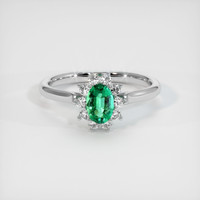 0.44 Ct. Emerald Ring, 18K White Gold 1