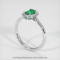 0.44 Ct. Emerald Ring, 18K White Gold 2