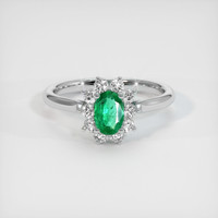 0.42 Ct. Emerald Ring, 18K White Gold 1