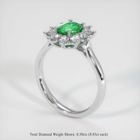 0.69 Ct. Emerald Ring, 18K White Gold 2