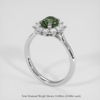 1.31 Ct. Green Sapphire Ring, 18K White Gold 2