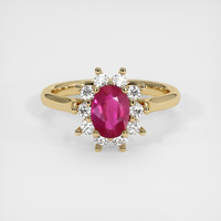 0.70 Ct. Pinkish Red Ruby Ring, 10K Yellow Gold 1